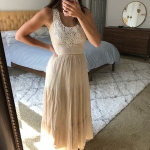 Anthropologie Wendy Katlen Cream Tiered Maxi Dress